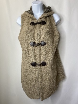 Saks Fifth Avenue Blue Womens Cozy Vest Size Large Soft Warm Fall Boho Crunchy
