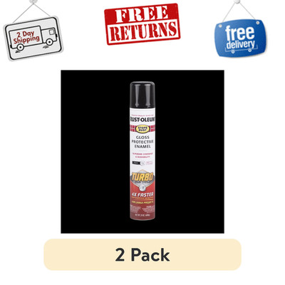 2 Pack Rust-Oleum Stops Rust Turbo Spray Paint, Gloss Black, 24 oz, Metal Enamel