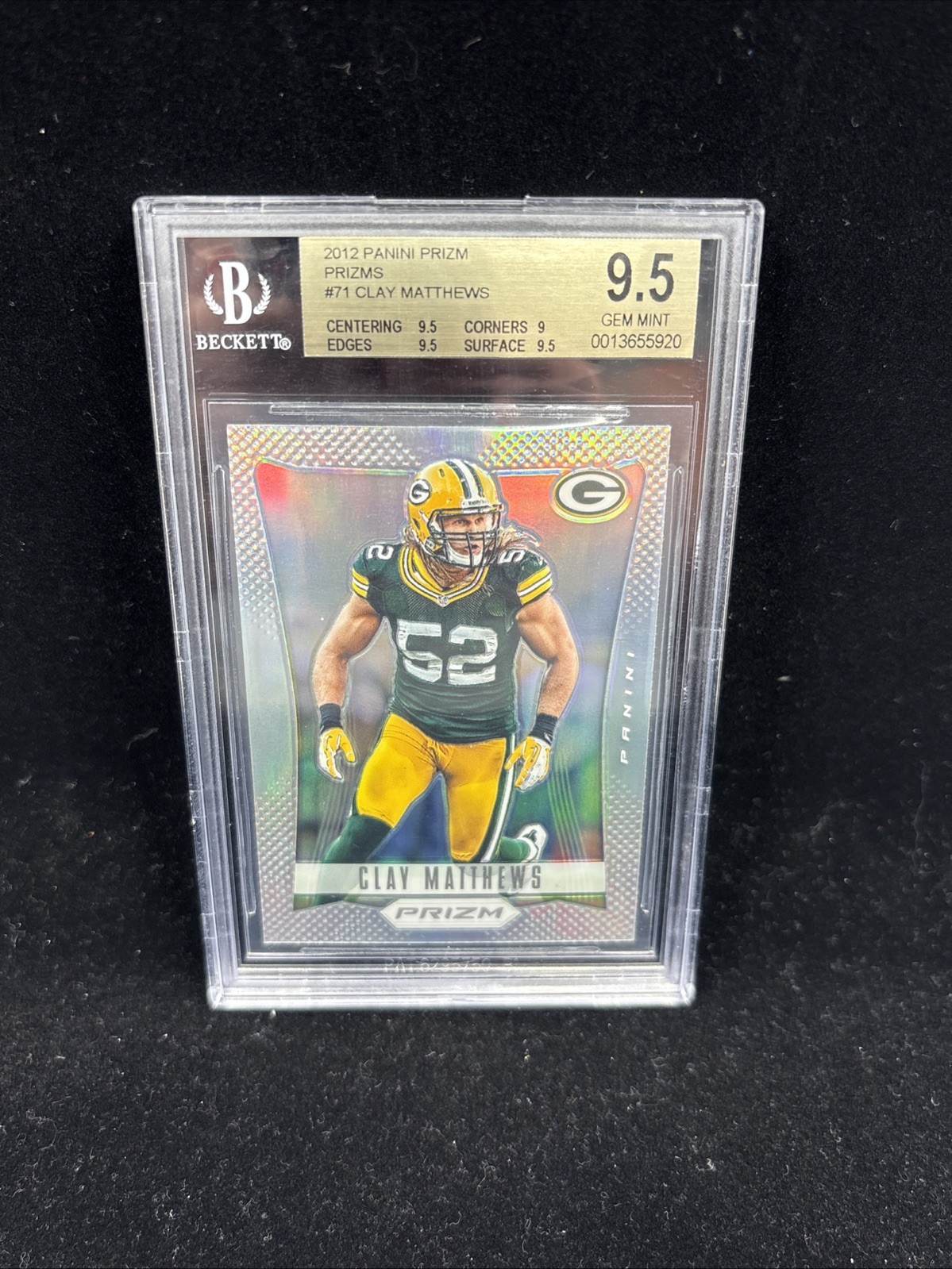 2012 Panini Prizm Clay Matthews Silver Prizm #71 BGS 9.5 POP 2 Packers