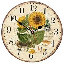 14 Inch Beautiful Sunflower Wall Clock, Vintage Country 14 inch Sunflower 3