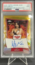 2025 Topps Chrome WWE RBA-RIP Rhea Ripley 4/50 Red Brand Autographs PSA 9 WWF