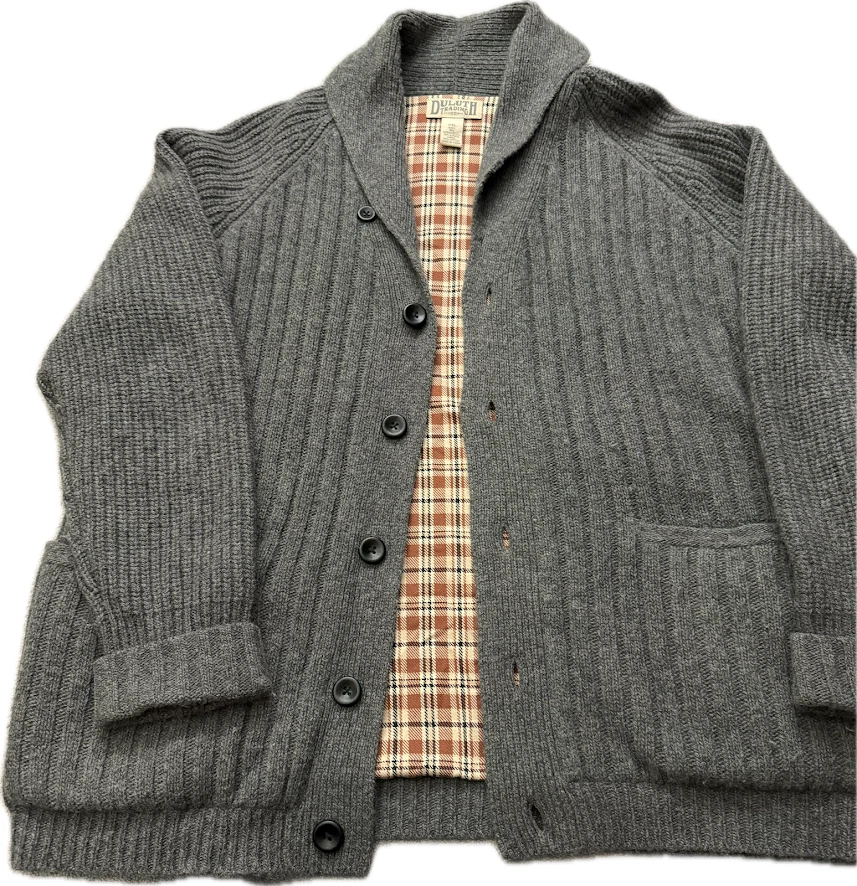 Cárdigan Duluth Trading Co Hombre 2XL Gris Lana Merino Forrado Alpaca Suéter Tejido