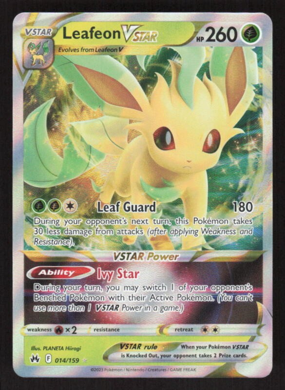 2023 CROWN ZENITH LEAFEON VSTAR 014/159 MINT ULTRA RARE POKEMON