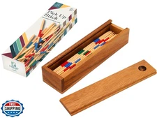 BSIRI Mikado Wooden Pick Up Sticks Classic Kids Board Game for Ad