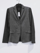 NWT Ann Taylor Gray Tweed Hidden Button Wool Blend Blazer Size 4 MSRP 198