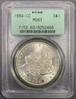 1884-CC PCGS MS63 Morgan Silver Dollar $1 - Gem Old Green Holder OGH