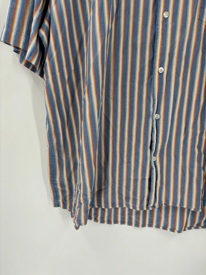 Falls Creek Vintage Button Down Shirt Mens XL Blue White Vertical Striped Casual - Image 3 of 4