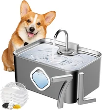 Dog Water Fountain for Large Dogs,7L/236 oz/1.8Gal Stainless Steel Dog Water Fou