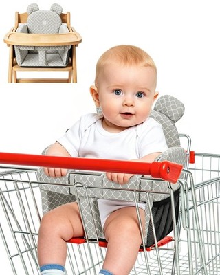 KAKIBLIN Einkaufswagenbezug für Baby, Hochstuhlbezug, graue Wolken