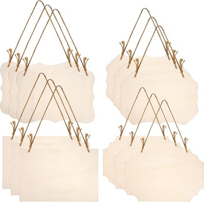 YiPHomn 12 Stück unlackiertes Holzschilder zum Aufhängen, Blanko Holzschild S