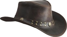Sidewinder Australian Cowboy Hat MEDIUM Dark Brown Leather Steampunk 100 Leathe