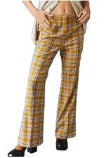 Urban Outfitters Isabella Flare Pant Mustard Plaid WMs Size 10 Academia Preppy