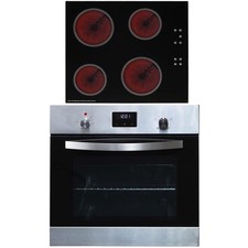 SIA 60cm Stainless Steel Digital Electric Single Fan Oven & 4 Zone Ceramic Hob