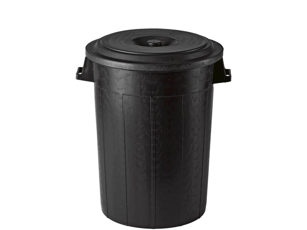 Polythene Black Trash Bin With Lid L100 53x67x62 Cm Stefanplast