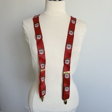 Vintage Christmas Suspenders Santa Claus Clip On Elastic Y Red West Germany