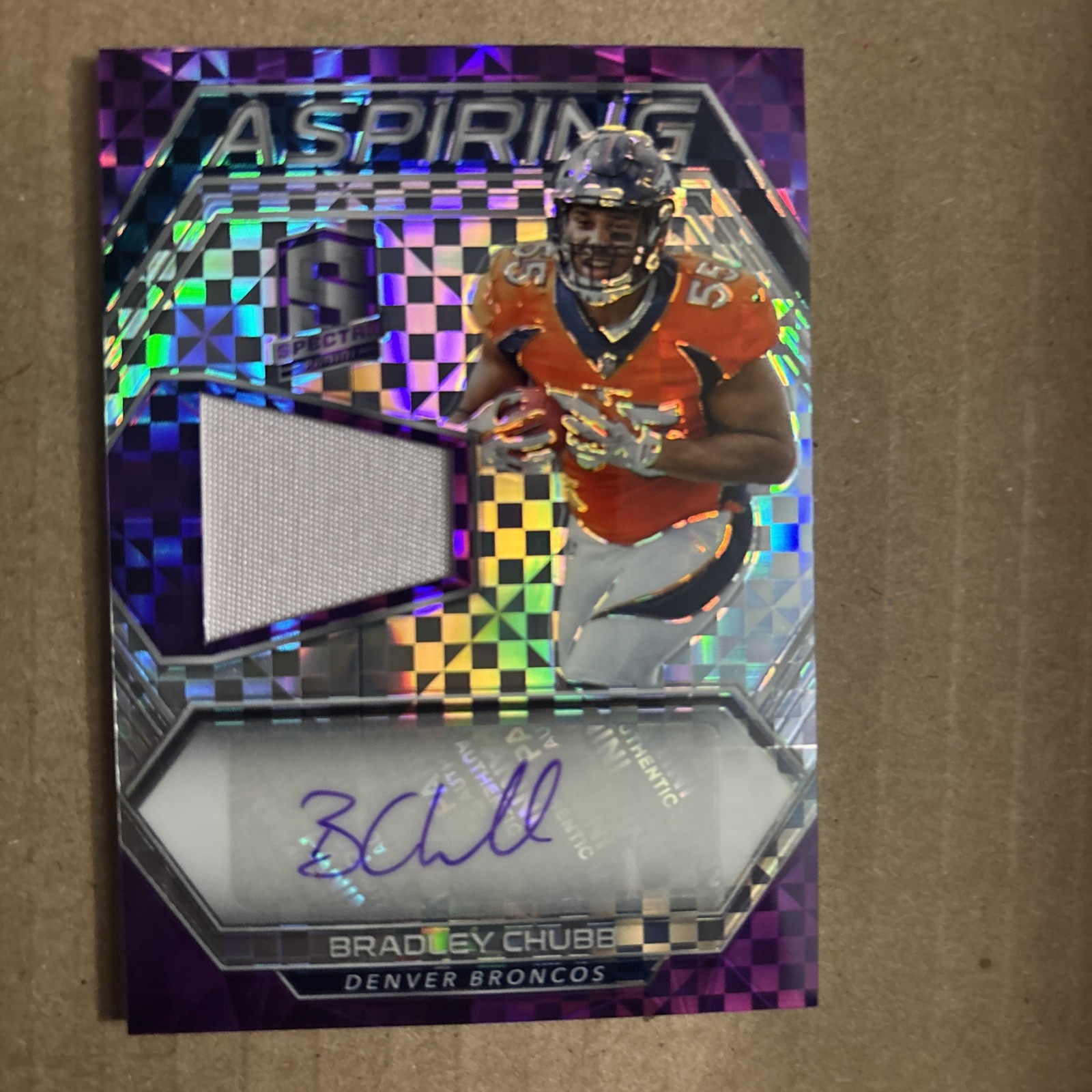 Bradley Chubb Panini Spectra Aspiring Patch Autograph #APABC Neon Purple