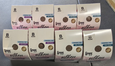 8 X Leggs Silky Sheer Tights CONTROL TOP SIZE B - NUDE Silken Mist - 8 BOXES
