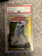 2022 Bowman Chrome Prospects Oscar Colas Yellow Refractor Auto Rookie Psa 10