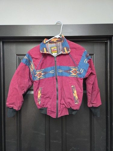 Bee-Wild Vintage Red Aztec Southeastern Bomber Jacket 90s Size M 1990s RARE 