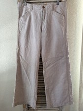 B4 Pilcro Anthropologie Linen Pinstriped Cream Wide Leg Pants Size 12