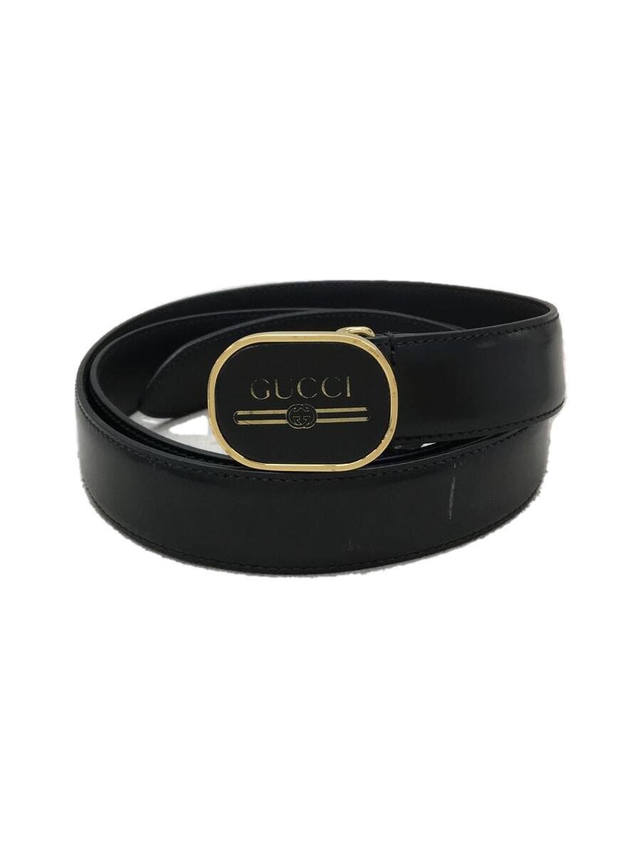 GUCCI Mens Black Leather Belt with Engraved Faded Logo 547754 Solid Color