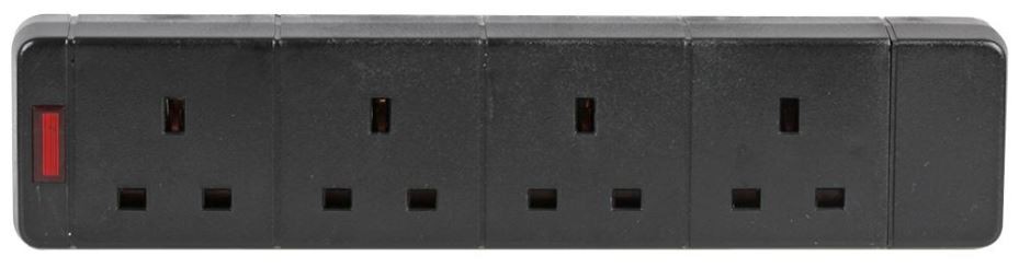 PRO ELEC Presa Multipla 4 Uscite con Indicatore Neon, 13A, Nero
