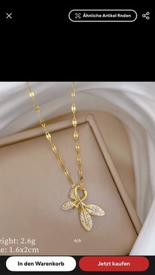 DIEYURO 316L Edelstahl Golden Leaf Zirkon Anhänger Halskette Für Frauen Neue M