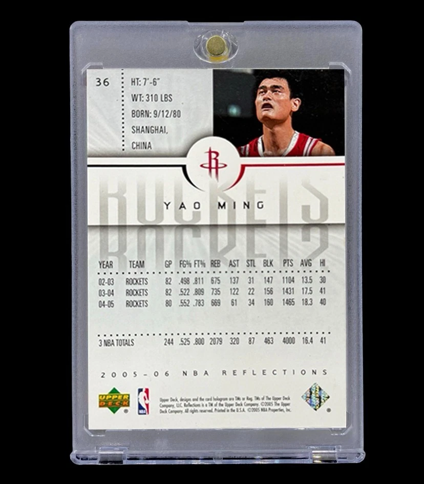 YAO MING PLATA PRIZM REFRACTOR HOLO LÁMINA ARCO IRIS No Automático - COHETES Foto 4 de 4