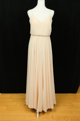 Jenny Yoo Inesse Gown Chiffon Formal Dress Blush Size 4 Bridesmaid | eBay
