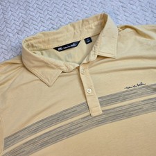 TravisMathew Mens XL Yellow Heathered Striped Short Sleeve Golf Polo Shirt