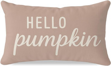 Fall Throw Pillow Covers 12x20, Hello Pumpkin Lumbar Decorative Cushion Case, Wa