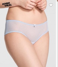 VICTORIA'S SECRET PINK Wink Cheeky Mesh Panty VS Icy Blue Mes MEDIUM