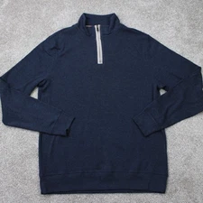 The Normal Brand Sweatshirt Men Small Blue 1/4 ZIp Puremeso L/S Pullover Sweater