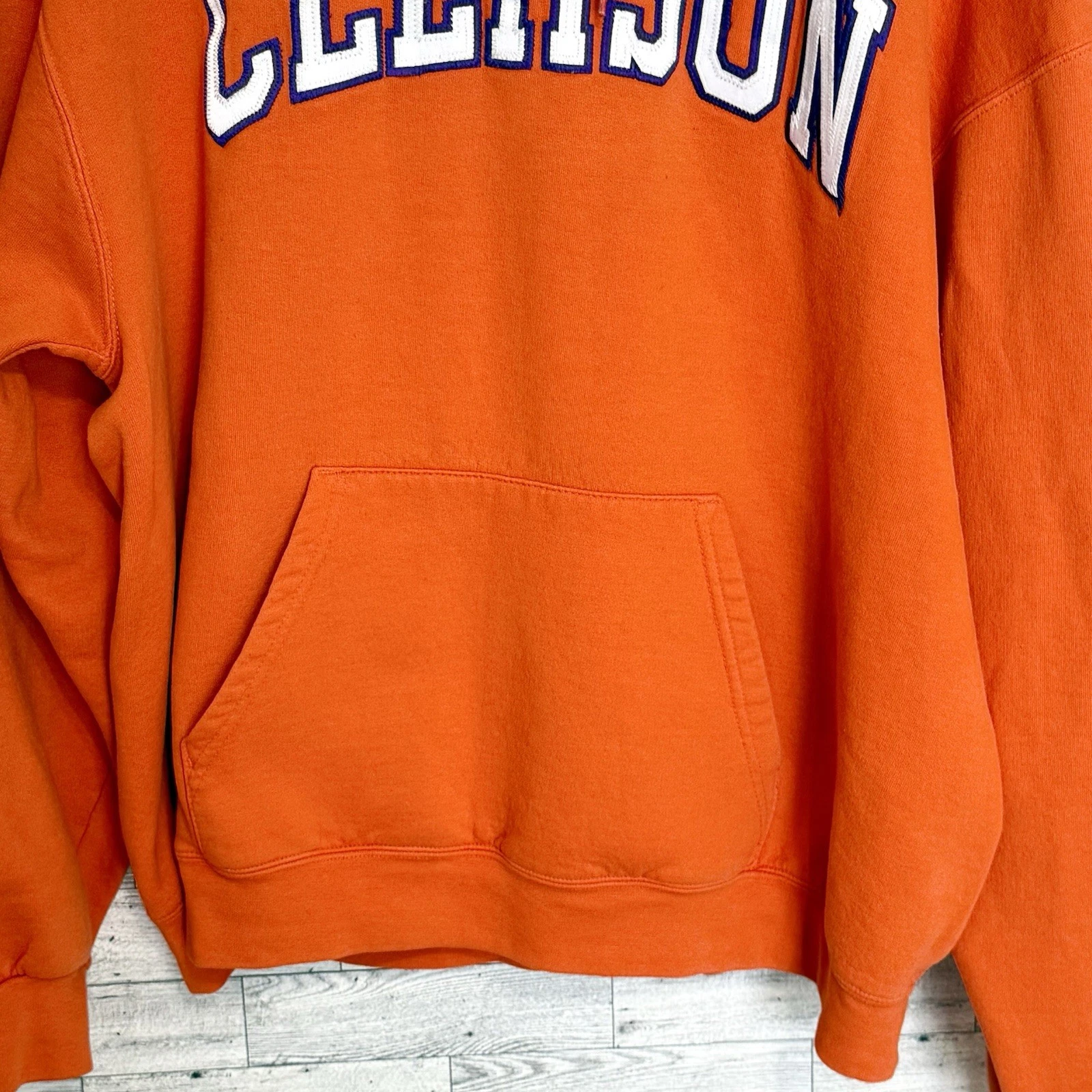 VETEMENTS Felpa con cappuccio Champion Clemson Tigers XL pochette autentica abbigliamento sportivo unisex