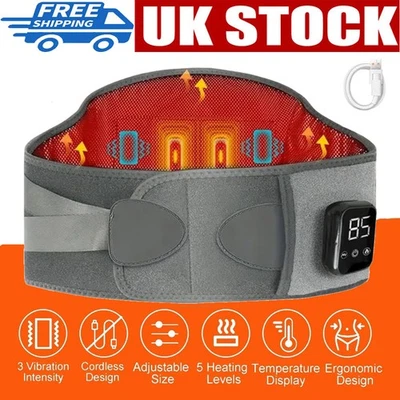 UK Electric Heating Vibration Waist Massager Back Waist Belt Pain Relief Therapy