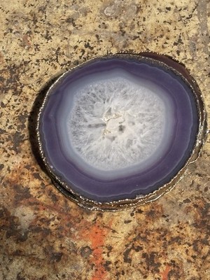 Purple Polished Agate Crystal Slice Mineral Display Specimen