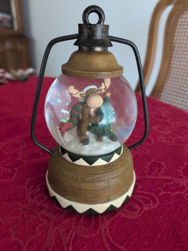 Moose With Christmas Tree Musical Snow Globe