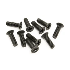 M3 x 10mm, Phillips Flat Head Screws, Steel, Black