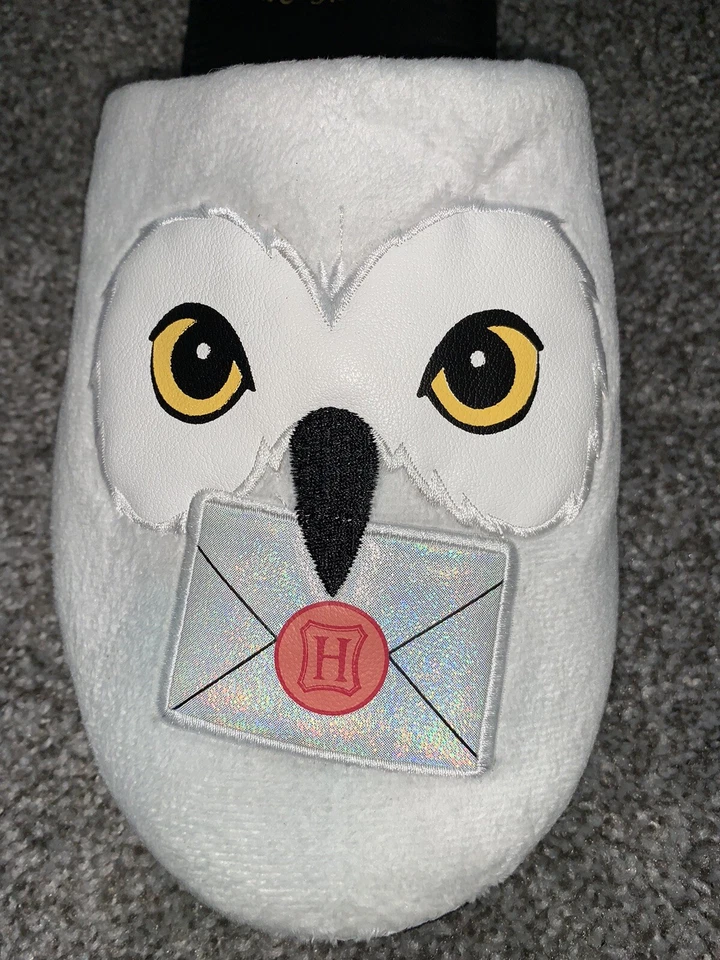 Zapatillas Harry Potter Hedwig Acogedoras Búho Hogwarts Letra Talla M 9-12, W 10-13 L/XL Foto 4 de 4