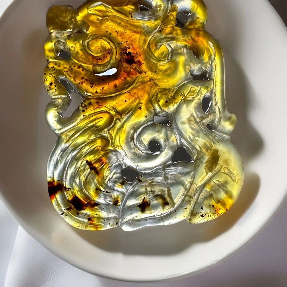 Jade Dragon Red Agate Mop And Tiger Eye Stones Necklace Vintage Stunning 20” - Image 3 of 4