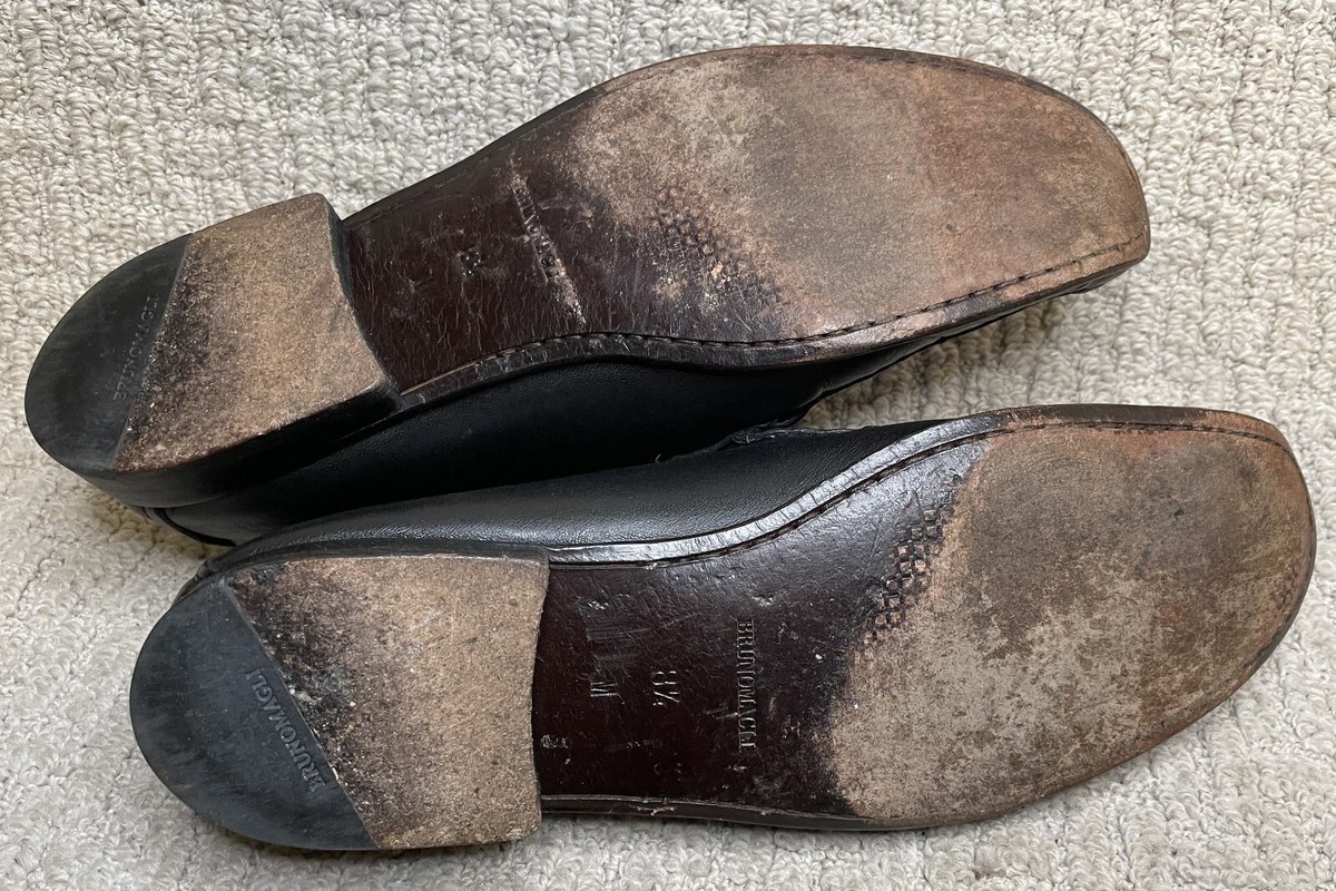 VTG Bruno Magli Black Leather Loafers Mens 8.5M Silver  display picture 1