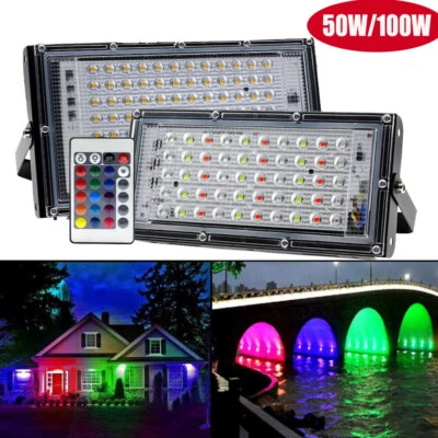 50W-150W LED Flutlicht UV/RGB Schwarzlicht Strahler Scheinwerfer Bodenleuchte DE - Bild 1 von 4