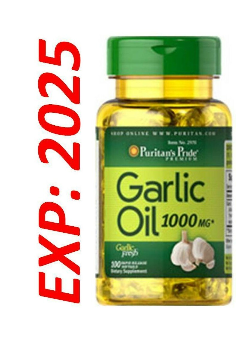 Garlic Oil 1000 mg Cholesterol Health 100 Softgels Pills Very Fresh