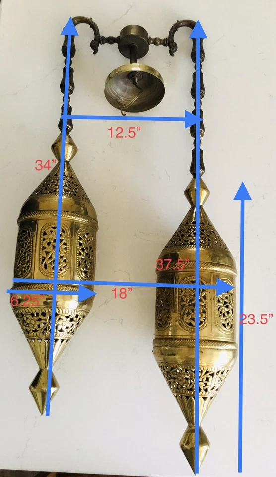 复古摩洛哥风格黄铜吊灯 * * 罕见 * — 第 2/4 张图片