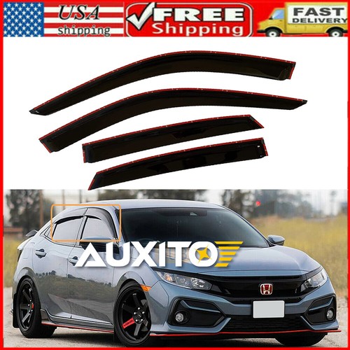 For 17-2021 Honda Civic Hatchback FK7 Black Trim Smoked Window Visor Rain Guard