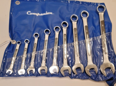 VINTAGE SEARS COMPANION 9 WRENCH SET Metric 7 to 19mm  DROP FORGED TOOL CASE