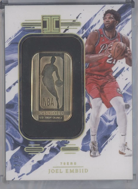 Joel Embiid 2023-24 Panini Impeccable 14KT 1/2 Unzen Goldbarren #2/3