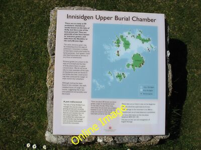 Foto 12x8 Innisidgen Carn Oberkammer, beschreibende Plakette Hugh Town c2013