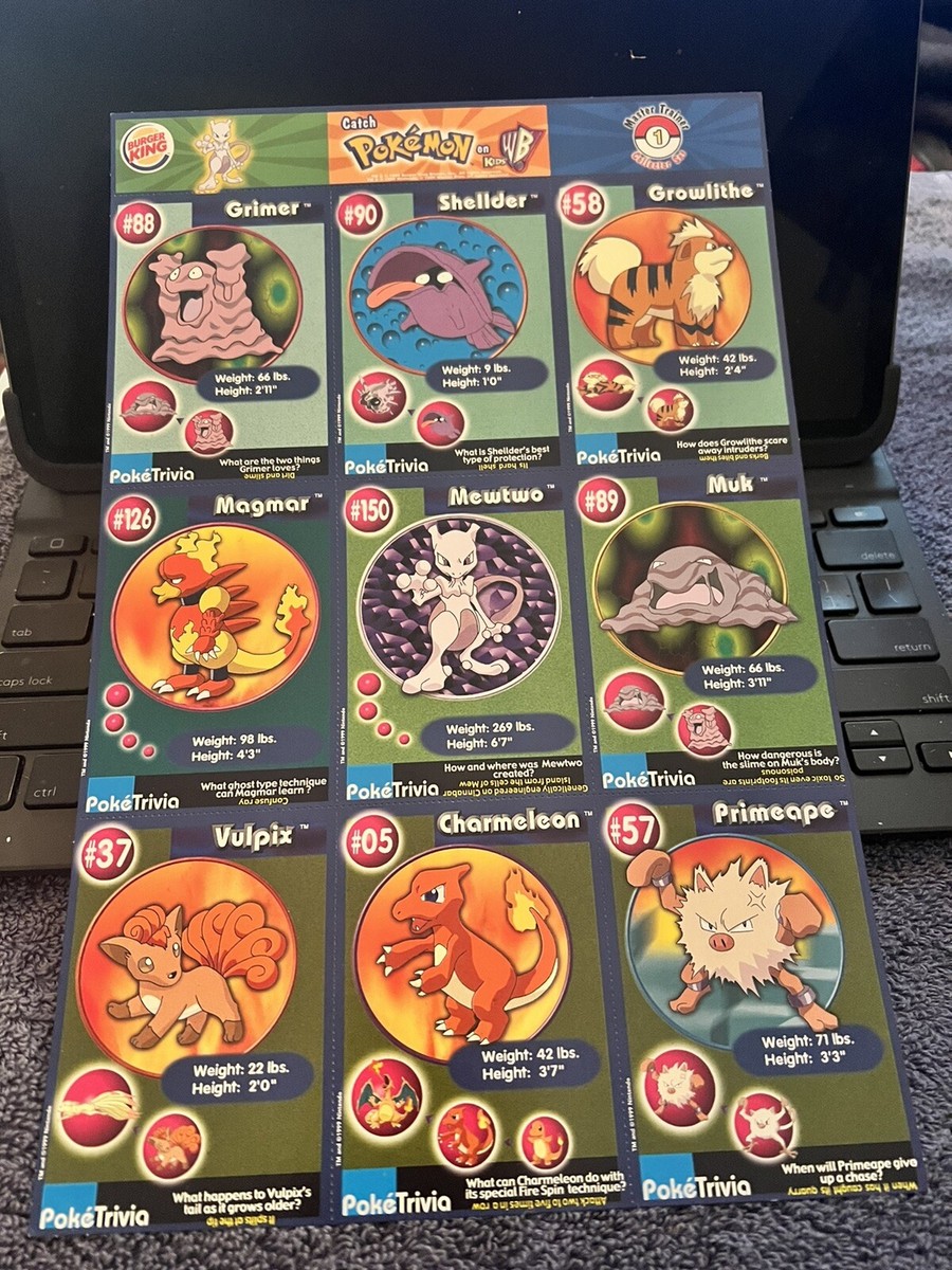 NEW BURGER KING POKEMON 9 Card. UNCUT SHEETS CARDS #S 1 THROUGH