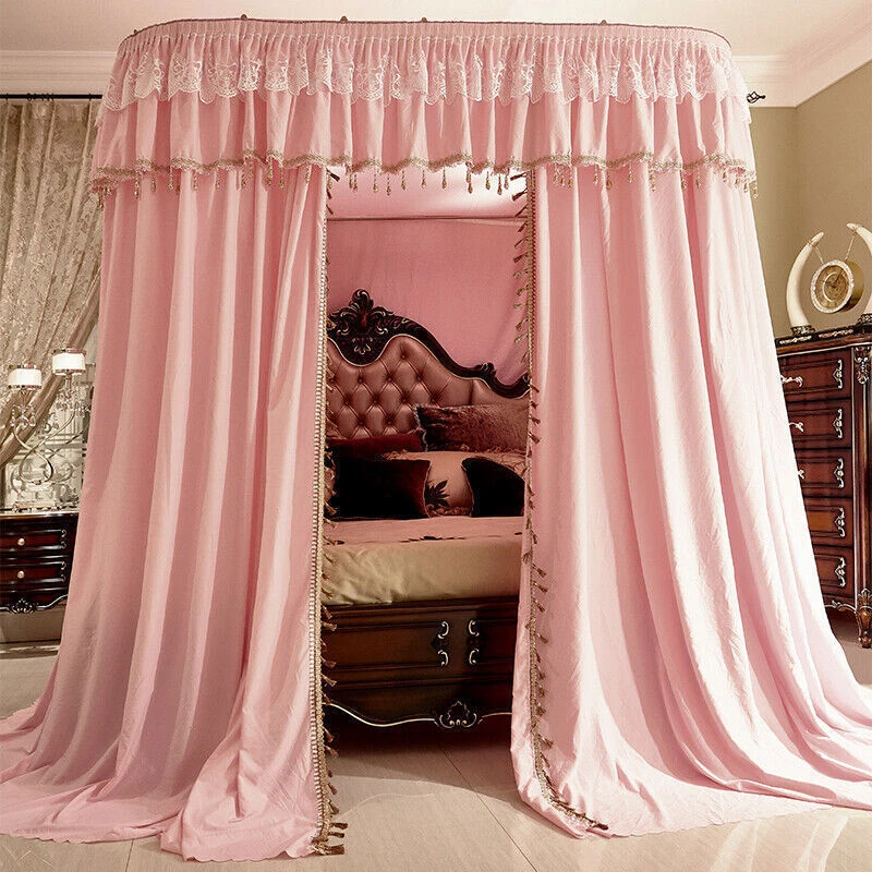 luxury mosquito net with U-shape rail frames bed netting lace light-shading new - Image 2 of 4